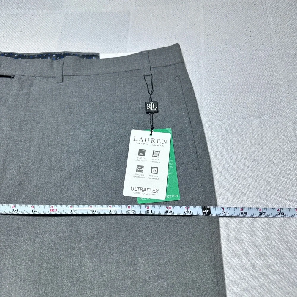 NEW Lauren Ralph Lauren Dress Pants 42x32 UltraFlex Classic Fit Flat Front Grey